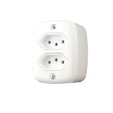 TOMADA DUPLA 20A SISTEMA X - BRANCA - PLUZIE