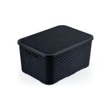 CAIXA ORGANIZADORA COM TAMPA PRETA 15L RATTAN - ARQPLAST