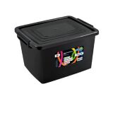 CAIXA ORGANIZADORA COM TRAVA 20L PRETA 40 X 30 X 23 CM - ARQPLAST
